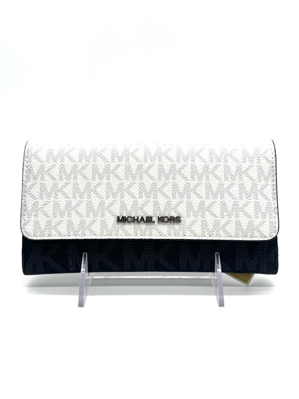 Michael Kors Large Jet Set Travel Trifold Wallet - Optic White Multi